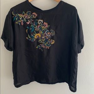 Zara top with Johnny Was vibe.